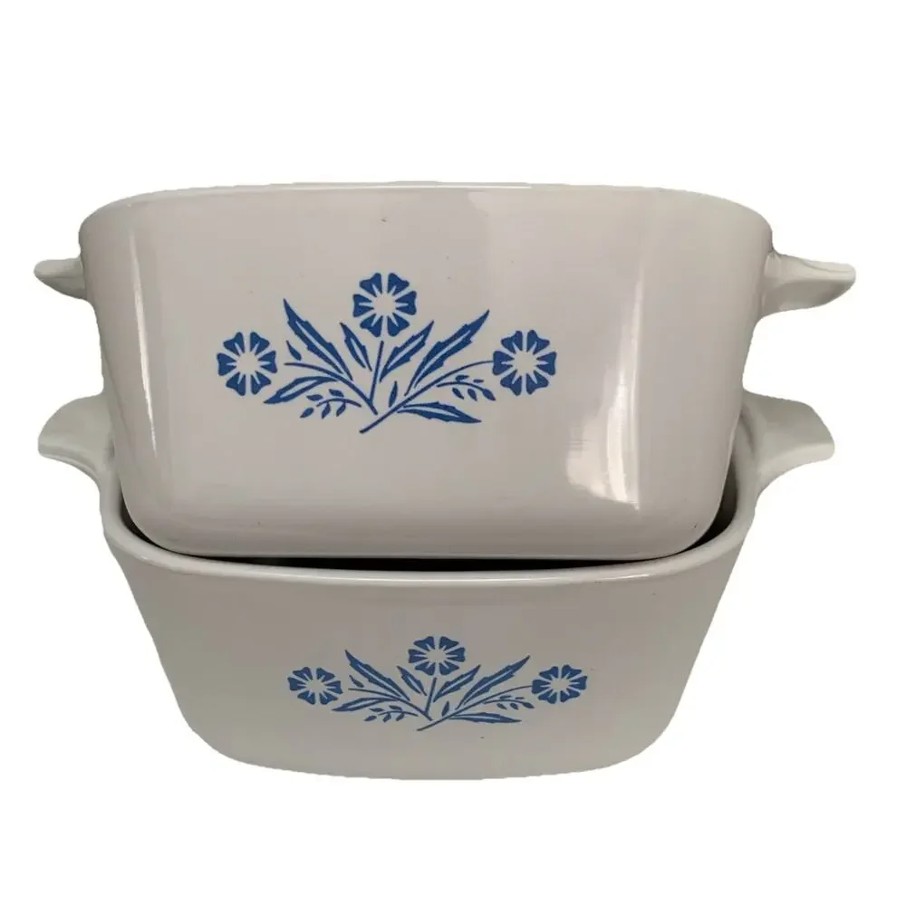 2 Corning Ware P 43 B Blue Cornflower Petite 2 3/4 Set of 2 Casserole Dish